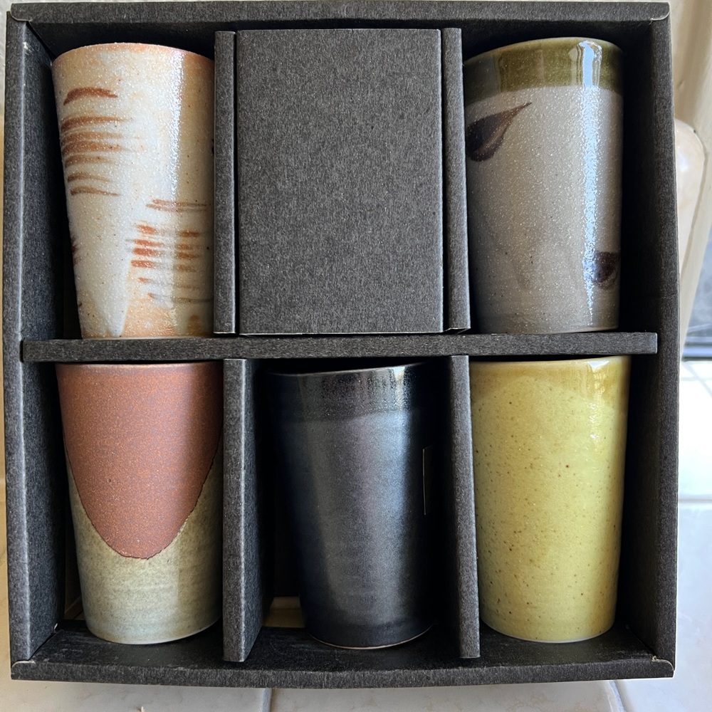 Kafuh Japan Ceramic Sake Glasses, Set if 5